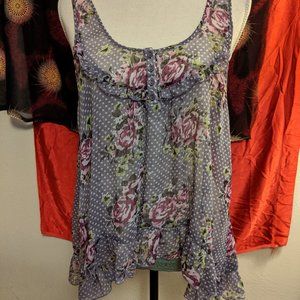 Living Doll XL translucent purple floral dot tank
